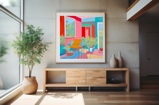 abstract colorful room interior giclee art print