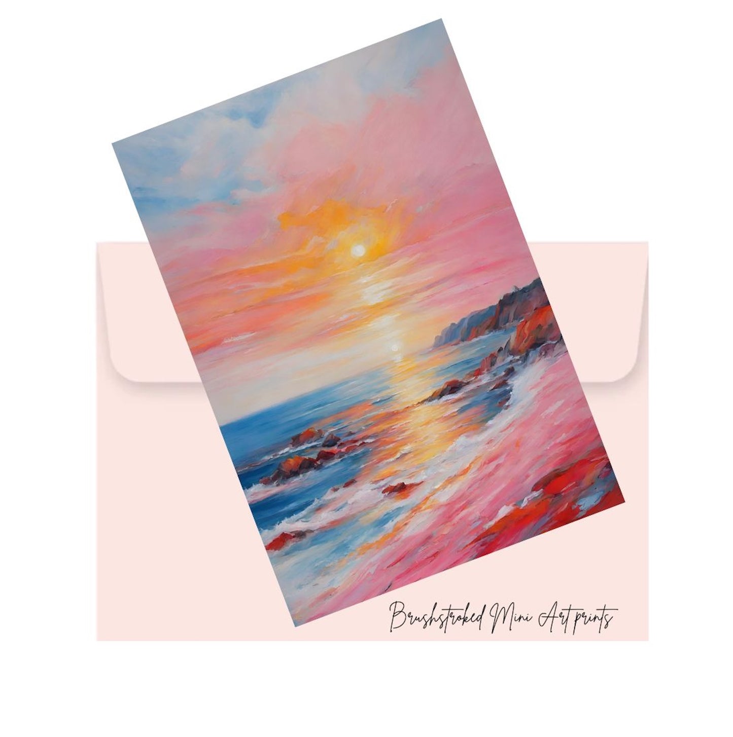 hockney style colourful vibrant abstract sunset mini art print
