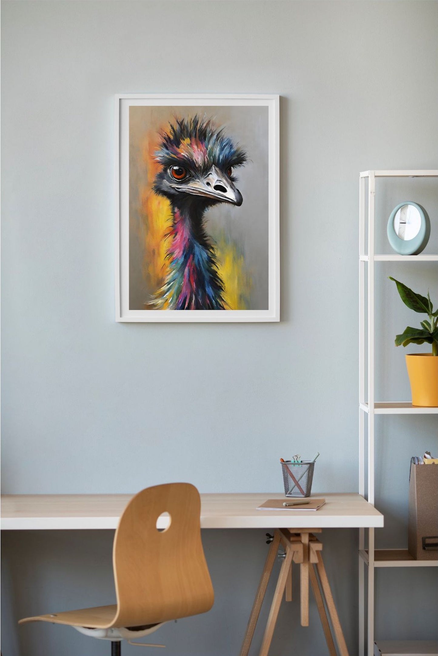 Colourful-Emu-Bird Australian Animal Giclée Art Print.