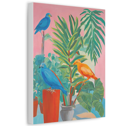 Print On Demand Stretched Canvas Colourful birds And Plants Art