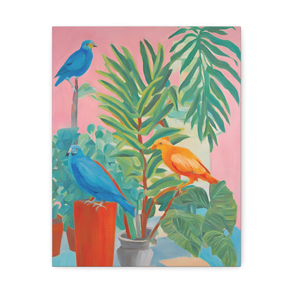 Print On Demand Stretched Canvas Colourful birds And Plants Art