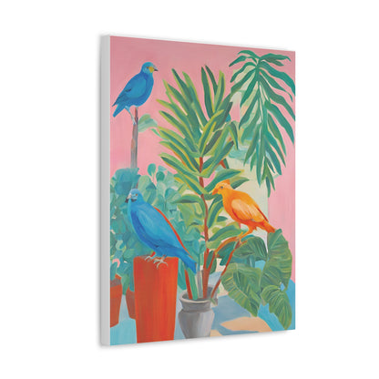 Print On Demand Stretched Canvas Colourful birds And Plants Art