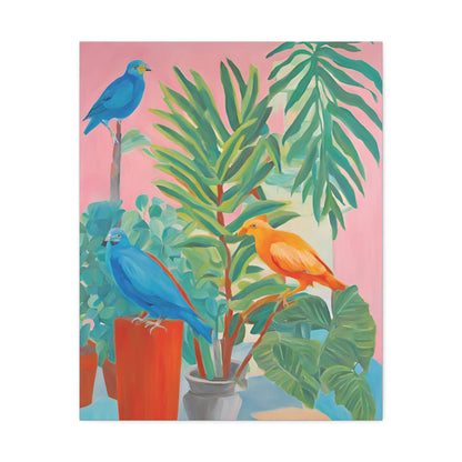 Print On Demand Stretched Canvas Colourful birds And Plants Art