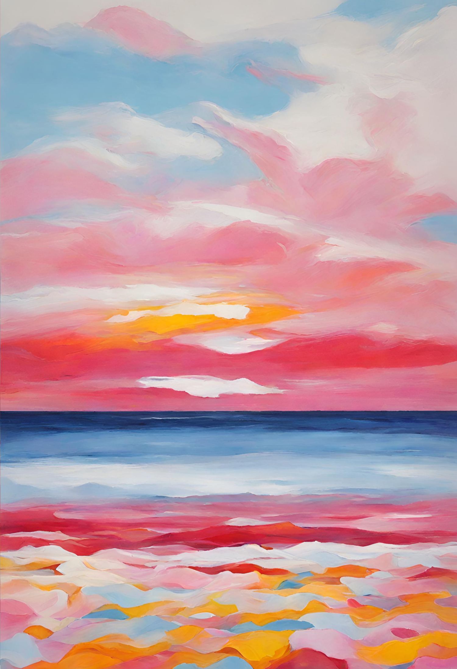 colourful abstract seascape sunset art print