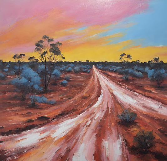 Australian outback colourful sunset dessert landscape art print
