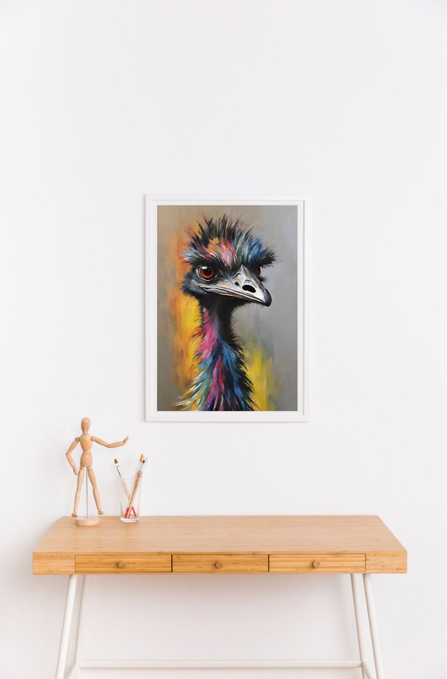 Colourful-Emu-Bird Art-Australian Animals-Original Art - Giclée Print.