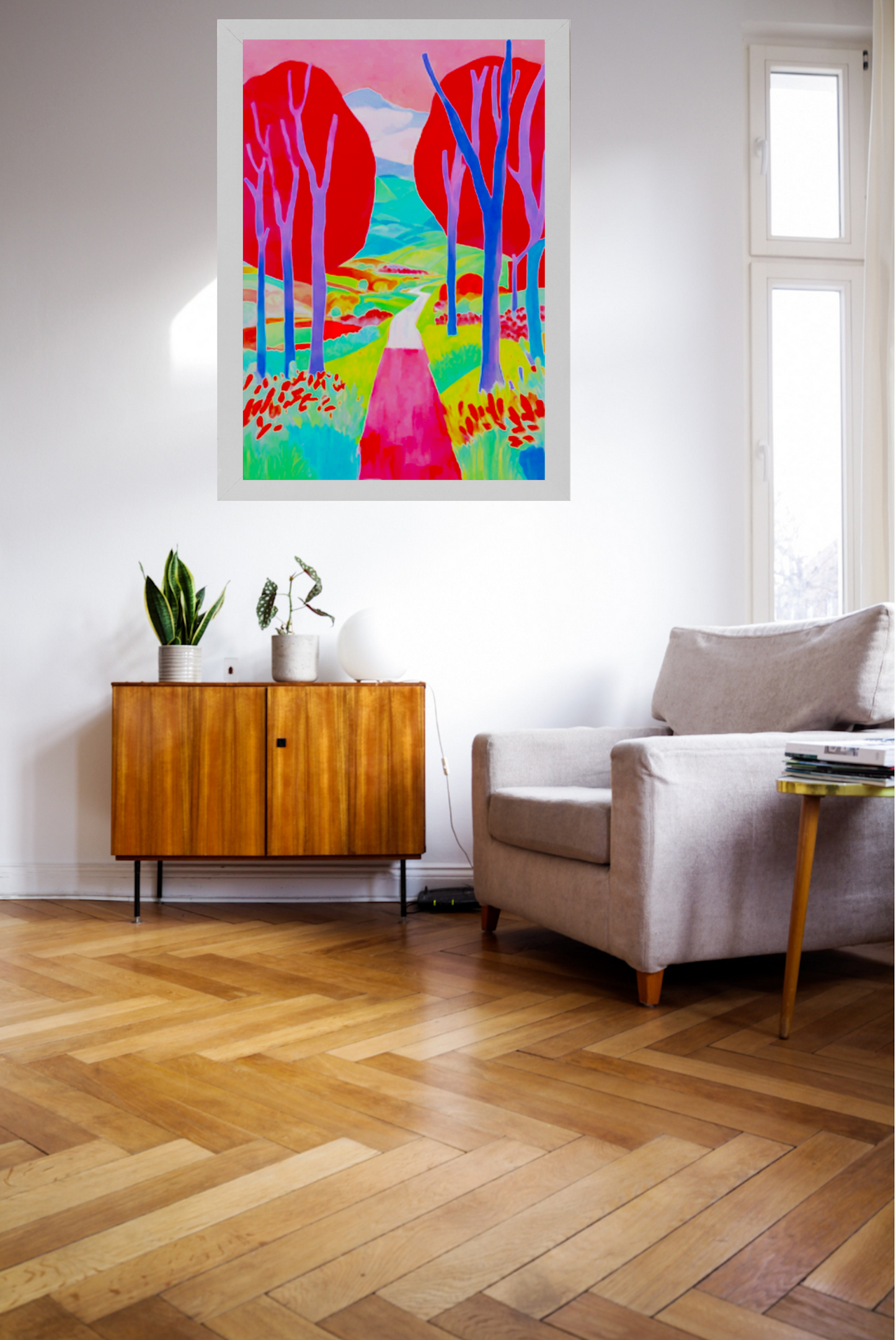 Colourful Abstract-Landscape-Pink Trees- Original Art- Giclée Print.