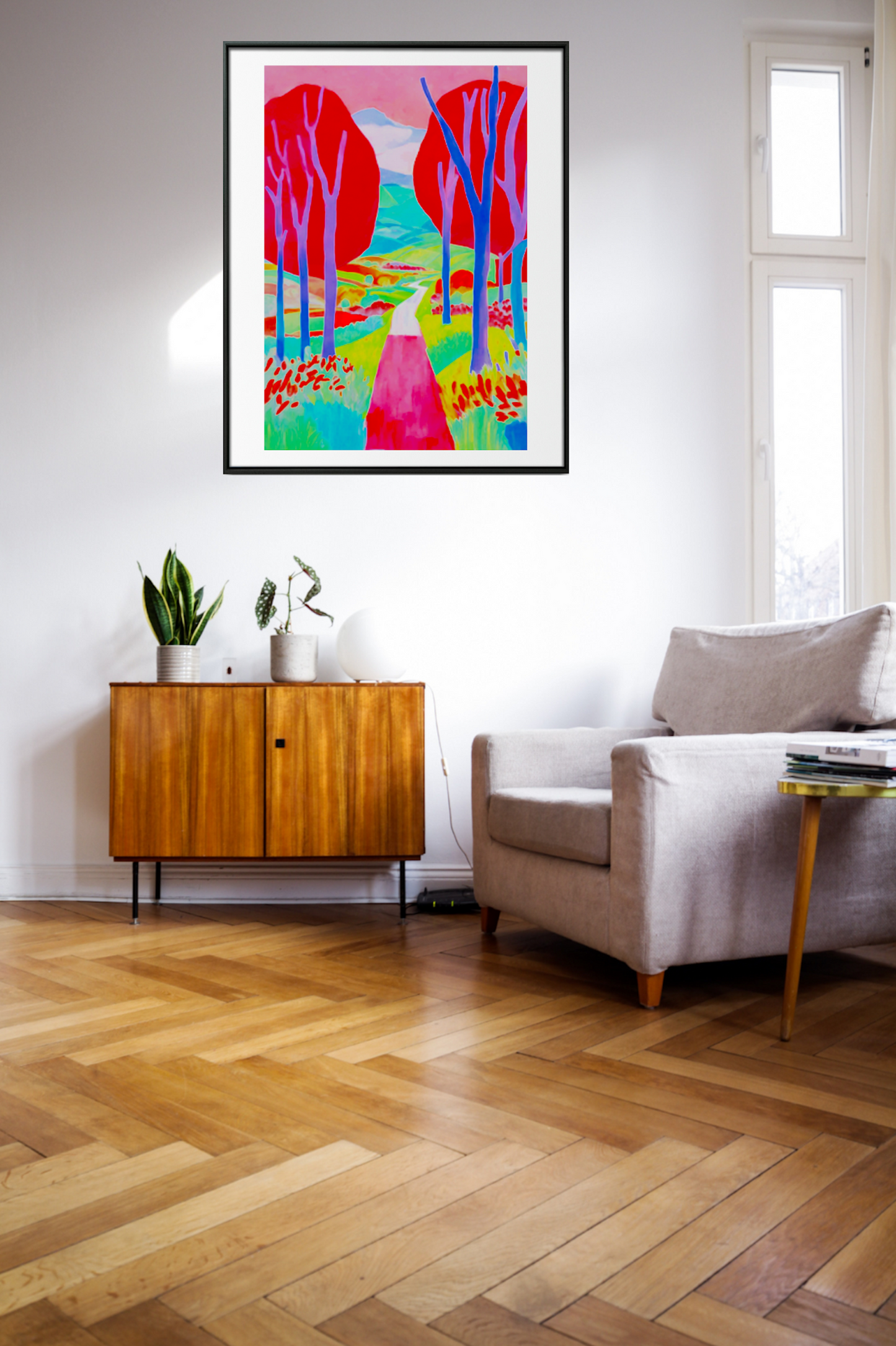 Colourful Abstract-Landscape-Pink Trees- Original Art- Giclée Print.