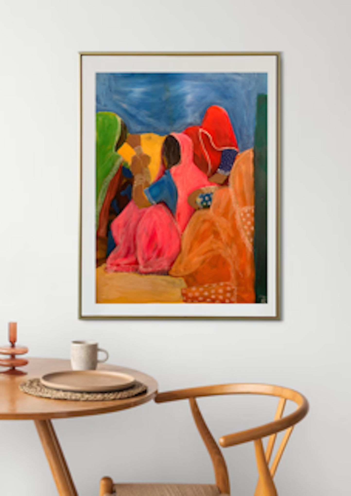 Indian Women Wearing Colourful Sari - Original Giclée Art Print.