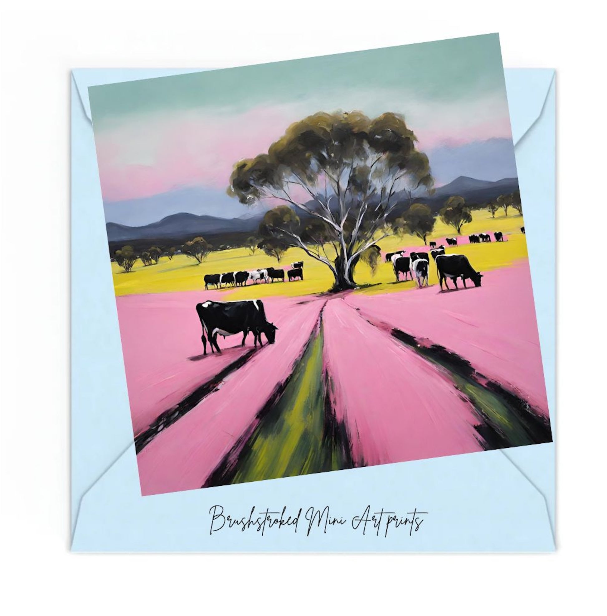 Grampian mountains landscape mini art print, on top of an envelope.