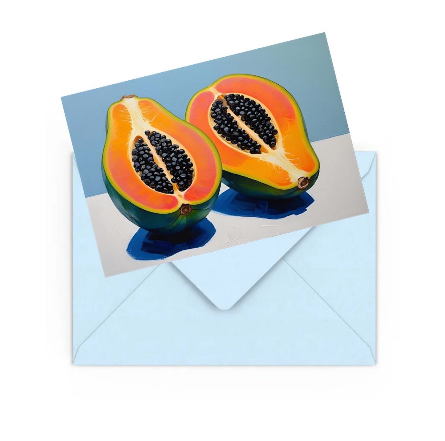 Giclee Wall Art Print Of A Cut Papaya Fruit.