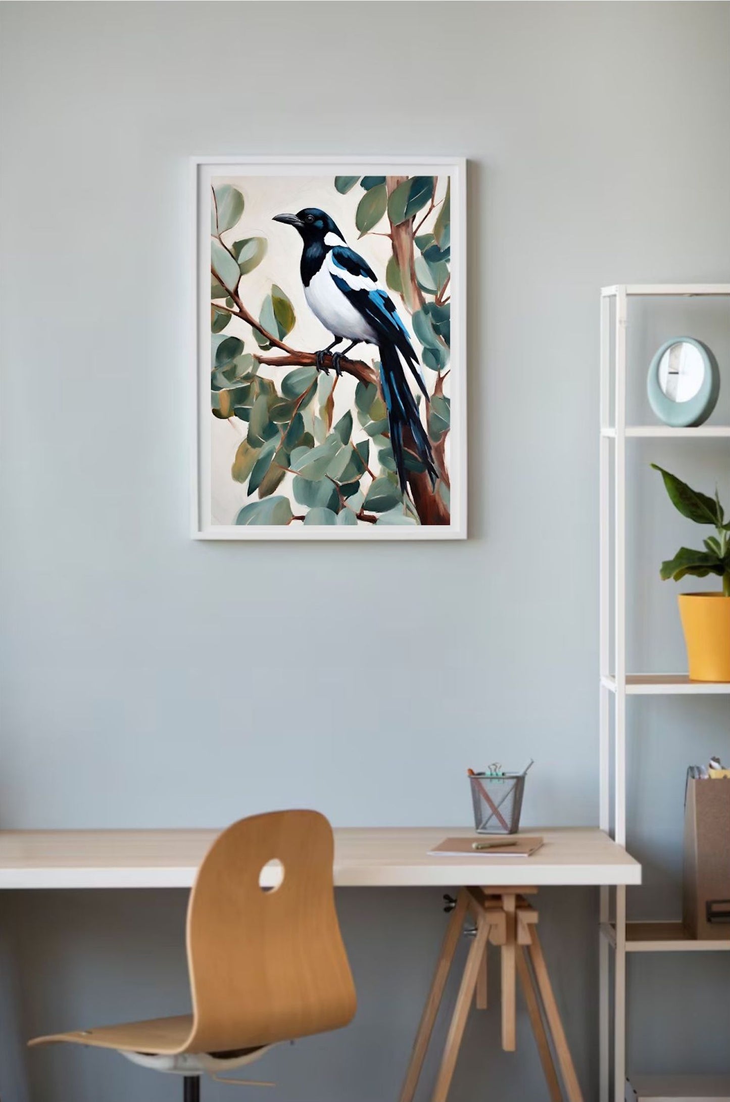 Magpie Sitting On Gum tree- Original Giclée Art Print.