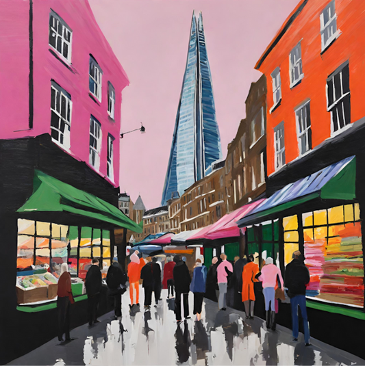 London-The Shard And Borough Market-Original Giclée Art Print.