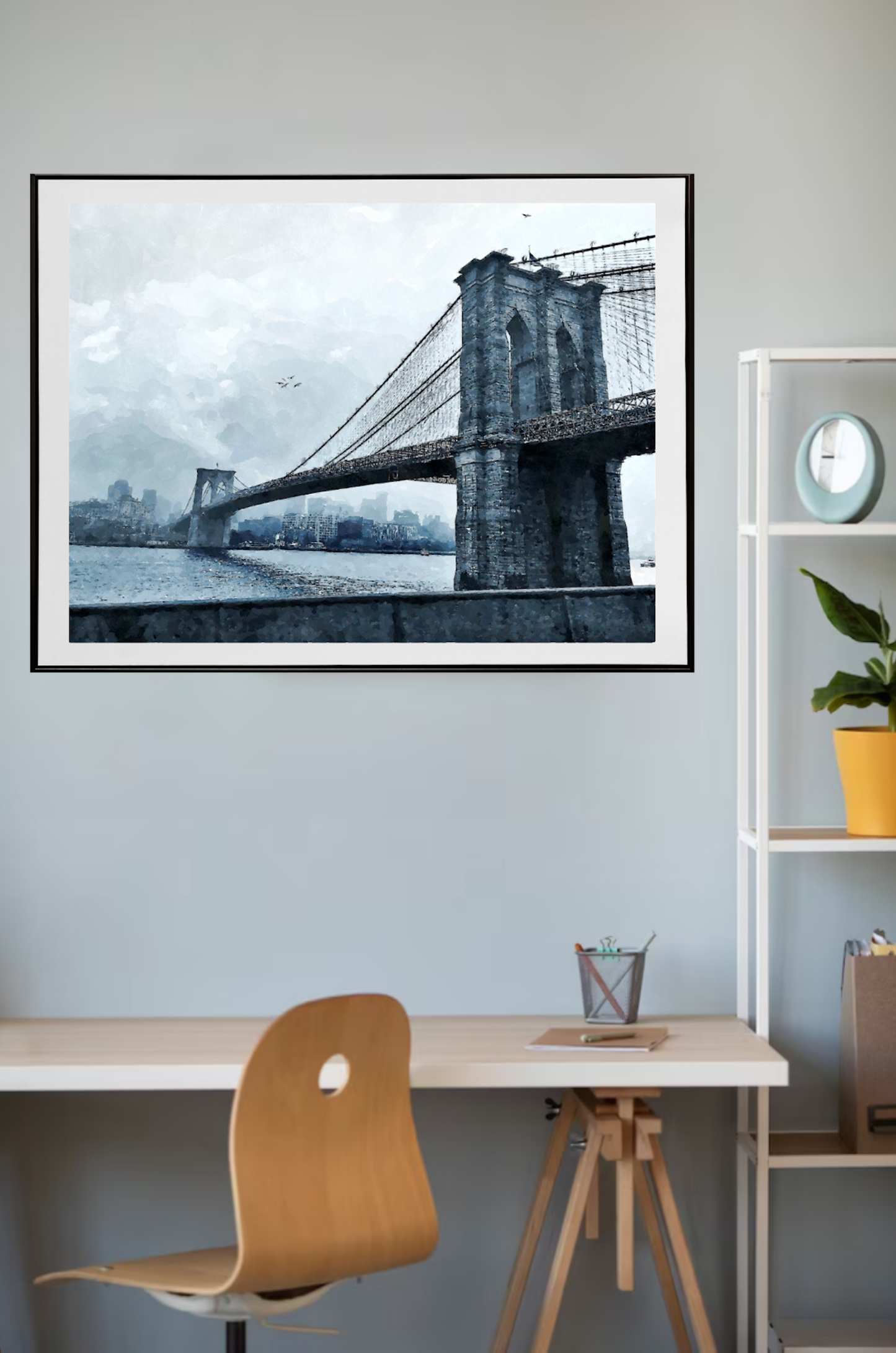 Brooklyn Bridge New York - USA- Black And White Print- Original Giclée Art Print.