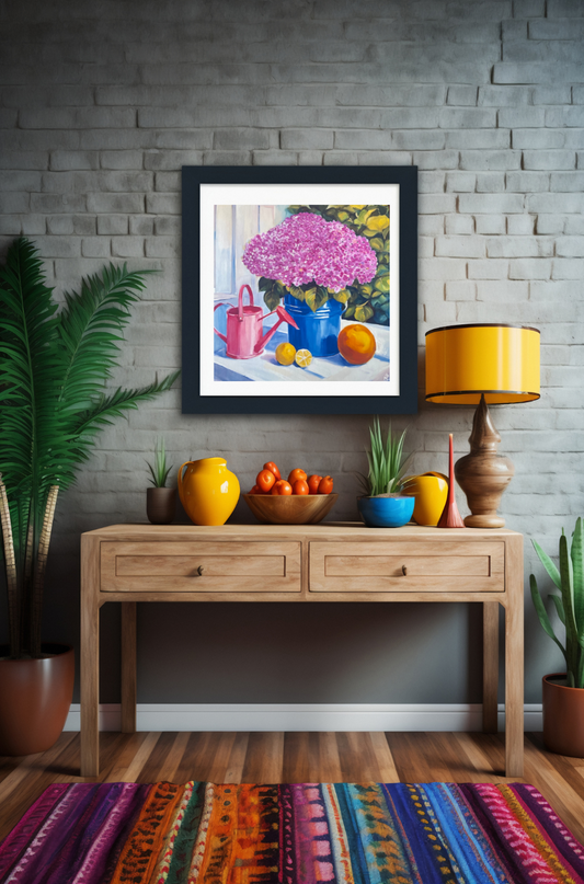 Pink Hydrangeas & Lemons — Original Painting