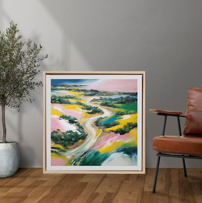 abstract australian landscape art framed colourful