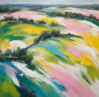 colourful abstract australian landscape giclée art print
