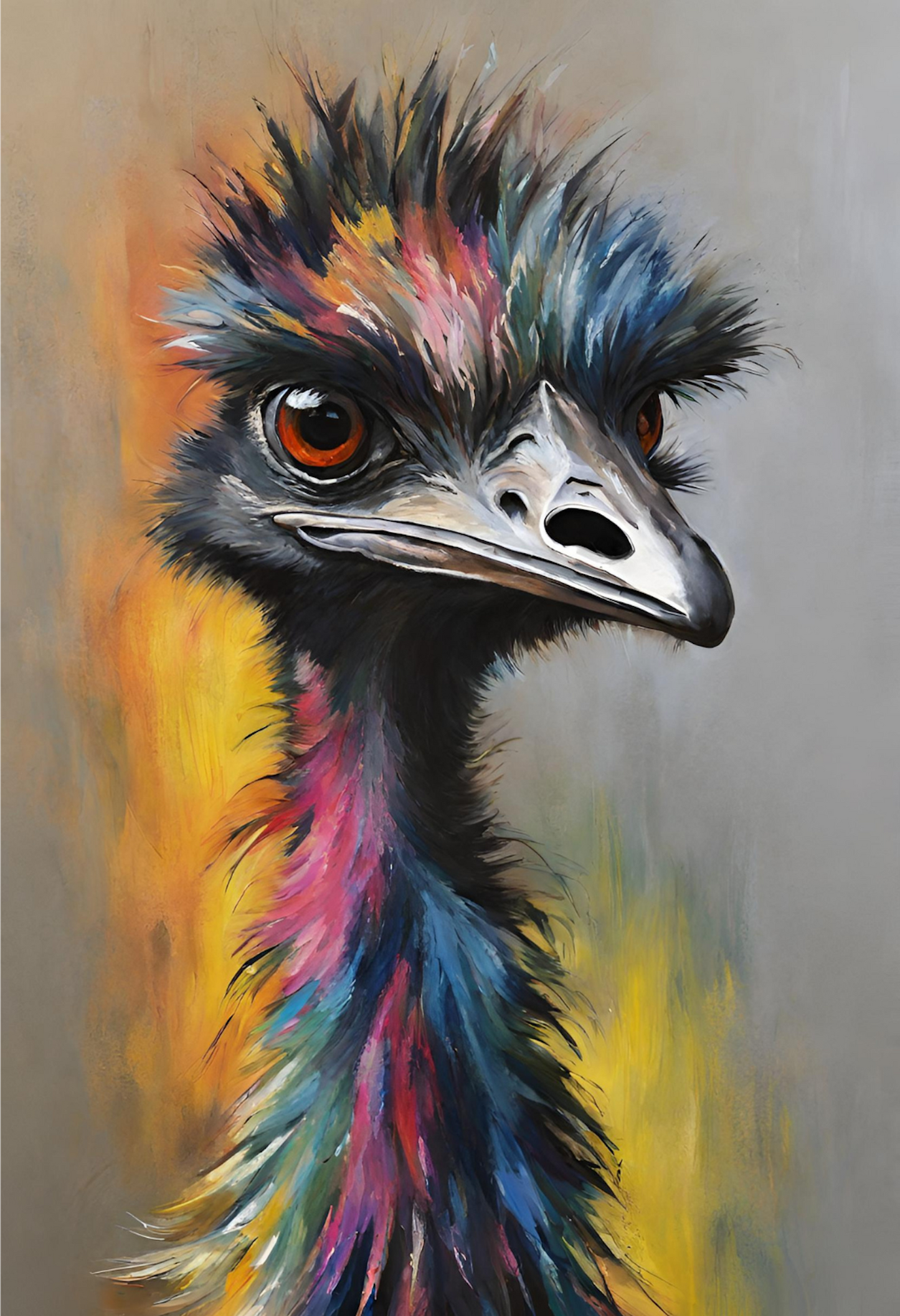 Colourful-Emu-Bird Art-Australian Animals-Original Art - Giclée Print.