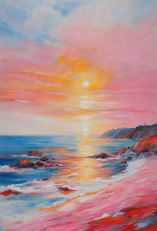 Colourful Abstract Seascape Sunset -Original  Giclée Art Print..