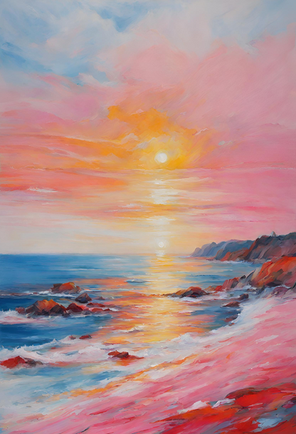 colourful abstract seascape sunsetting art print