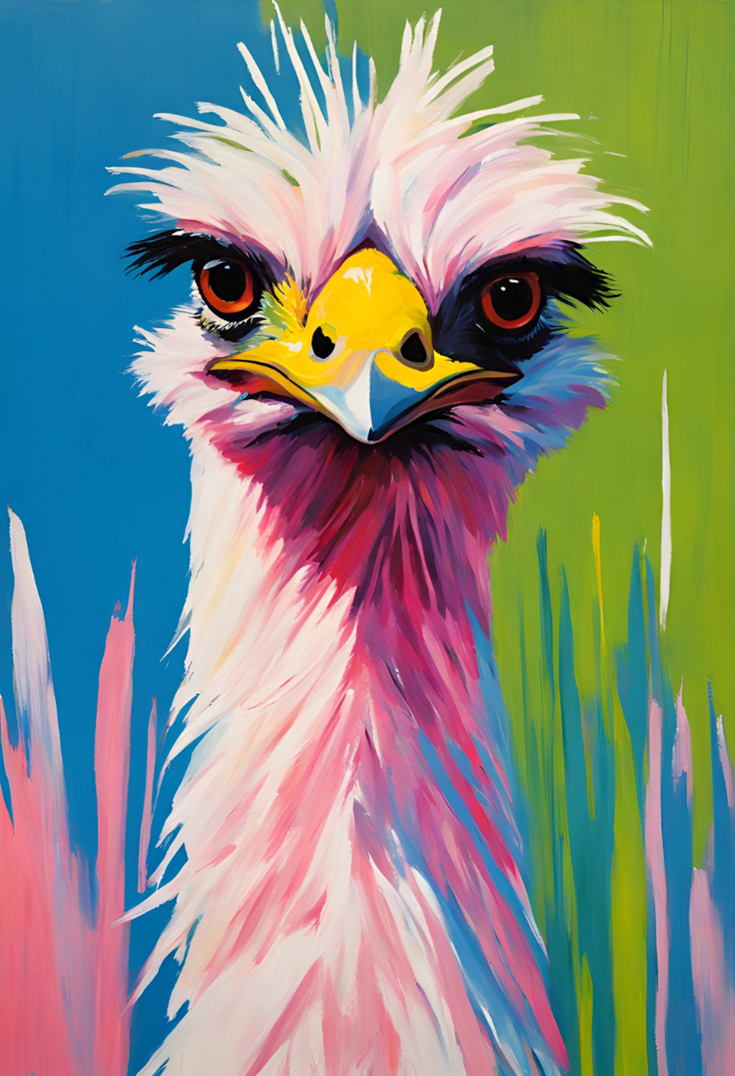 Colourful Emu Bird-Australian Native Bird-Original Giclée Art Print.