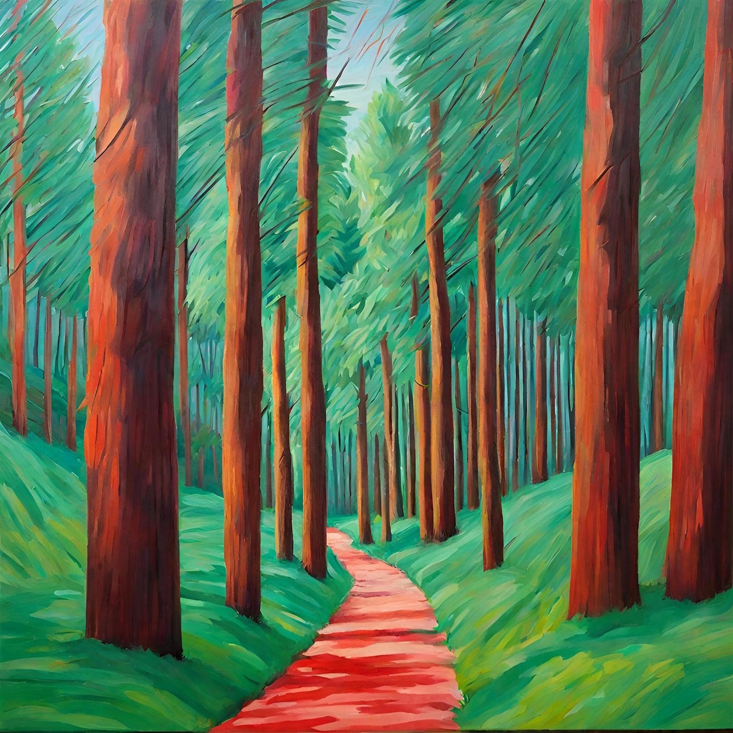 colourful_forest_art_print_green_brown
