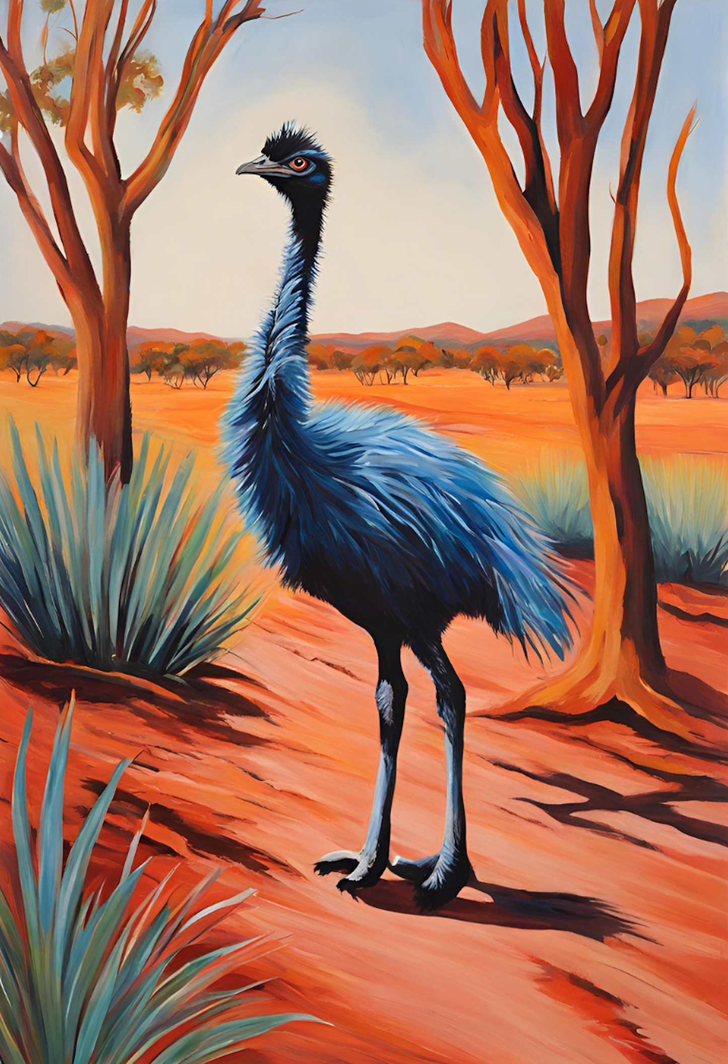 Emu Bird- Australian Outback-Original Giclée Art Print.