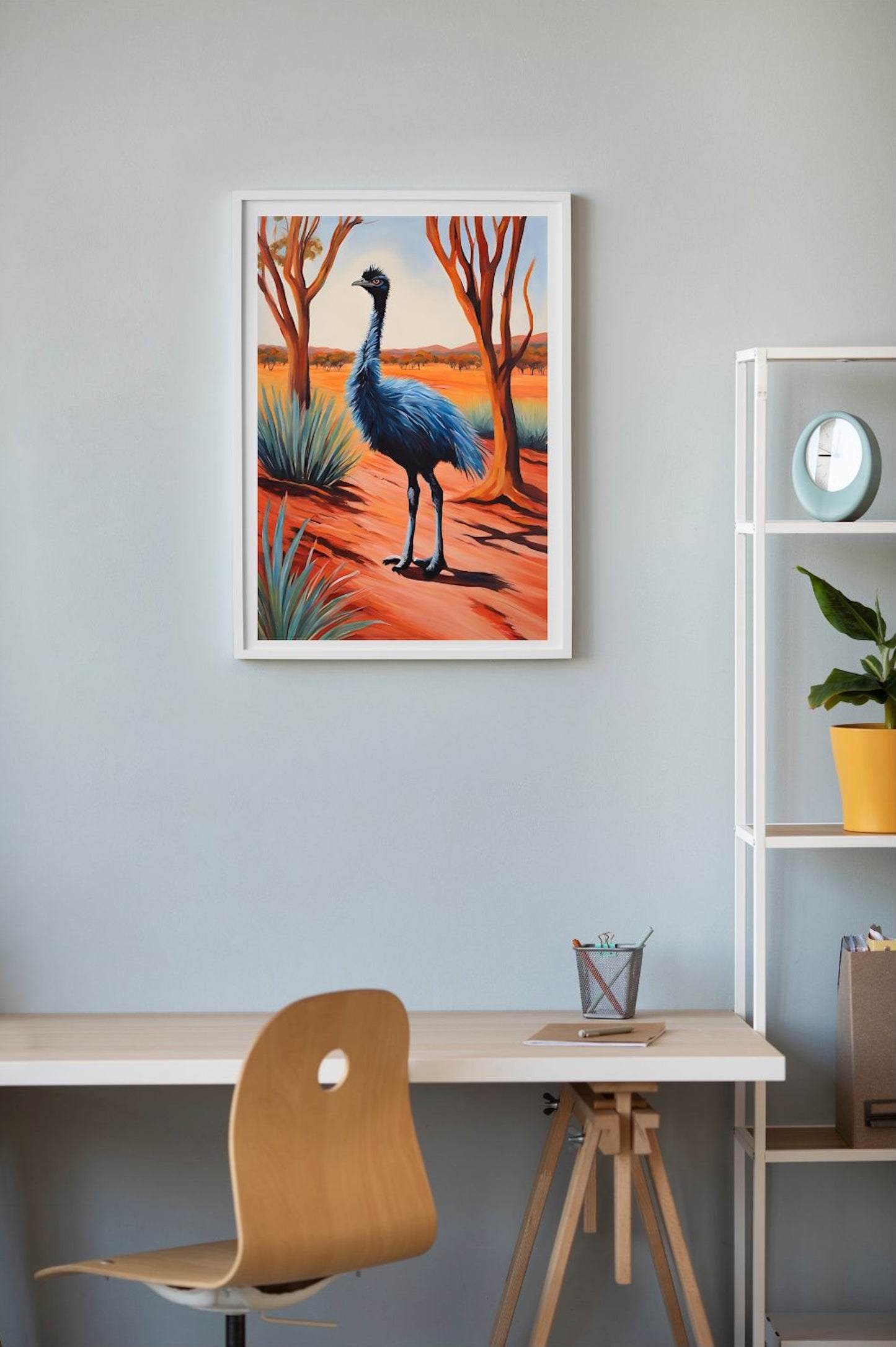 Emu Bird- Australian Outback-Original Giclée Art Print.