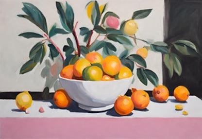 lemons_and_oranges_in_white_bowl  on table art print