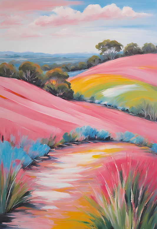 Colourful abstract Australian landscape wall art print poster
